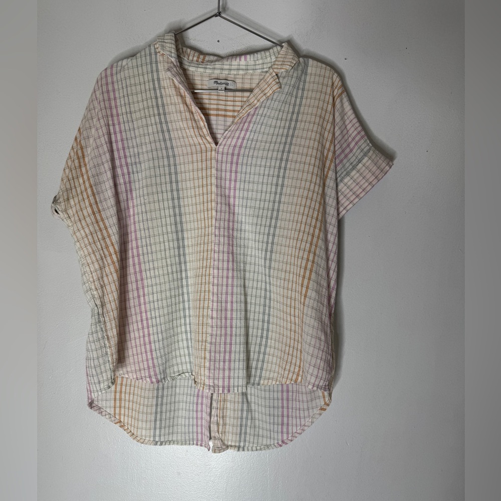 Madewell Lakeline Popover Shirt Rainbow Ombre Plaid Womens Small